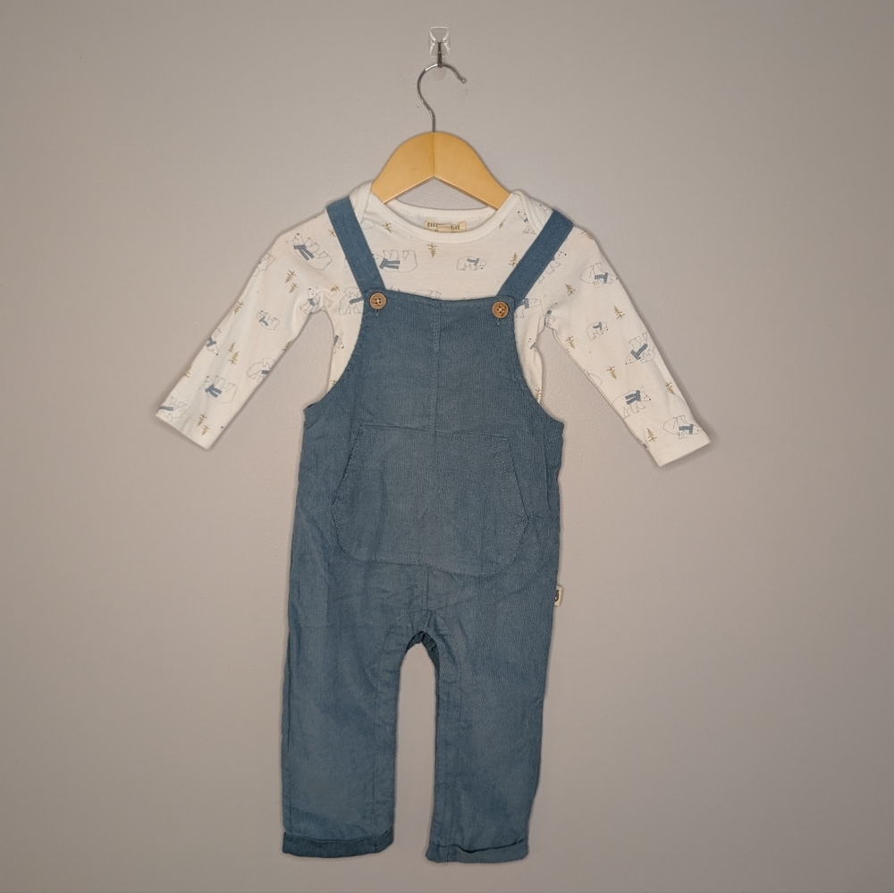 NWOT Rabbit + Bear Organic Cotton Outfit Set | Corduroy Overalls